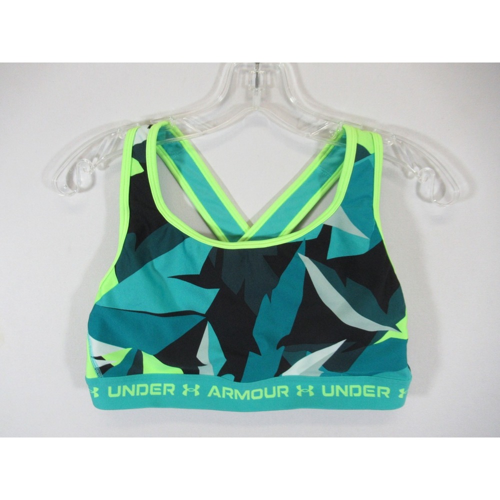 Under Armour Medium Support Crossback Sports Bra Women 1X Green Wireless 1362899